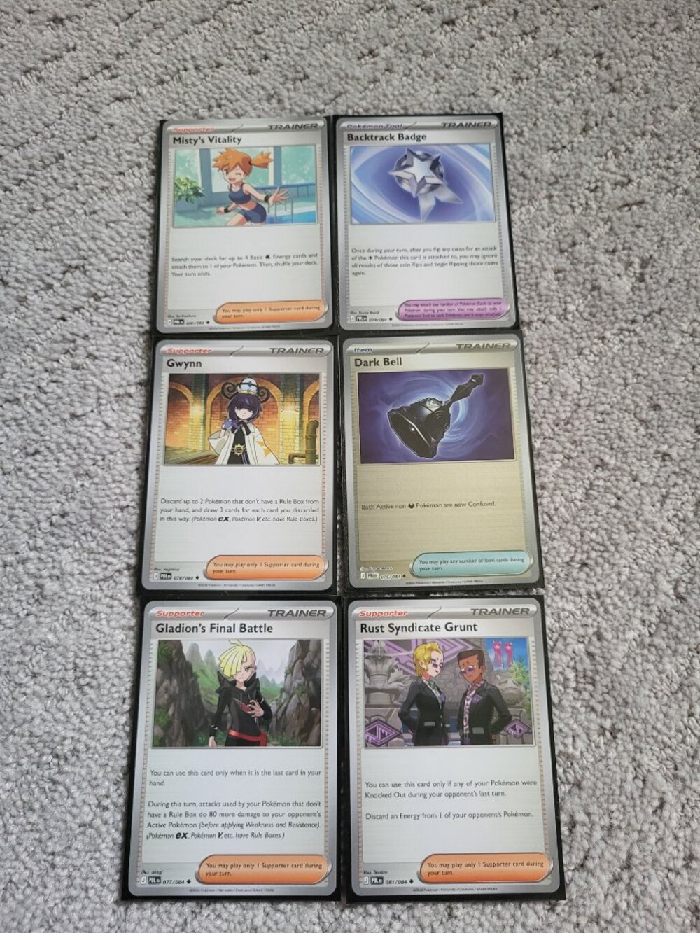 Set of 6 Pokémon ME05 Pitch Black Trainer cards NM